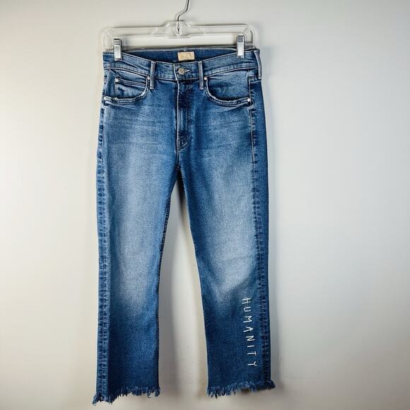 Mother 26 The Dutchie Ankle Light Wash Jeans Embroidered Straight Ode To Humani - Picture 1 of 12